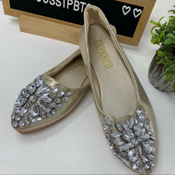 Lily Vanity Jeweled Rhinestone Flats  Size 39 (9) - Picture 3 of 5